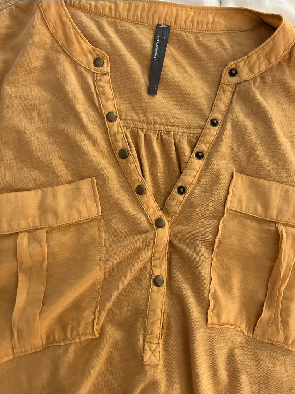 Anthropologie Button-Front Blouse in Mustard, size Large, good condition - Picture 2 of 5